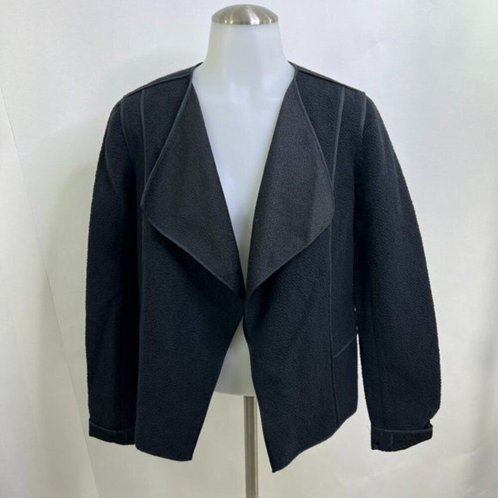 Vince Boule Asymmetrical Blazer S Dark Blue Open Front Work Career Textured